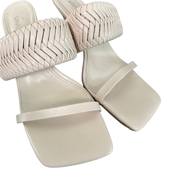 Vivianly Woven Strap Heel in Bone Open Toe Heels Sandal Size 8 - Picture 8 of 17